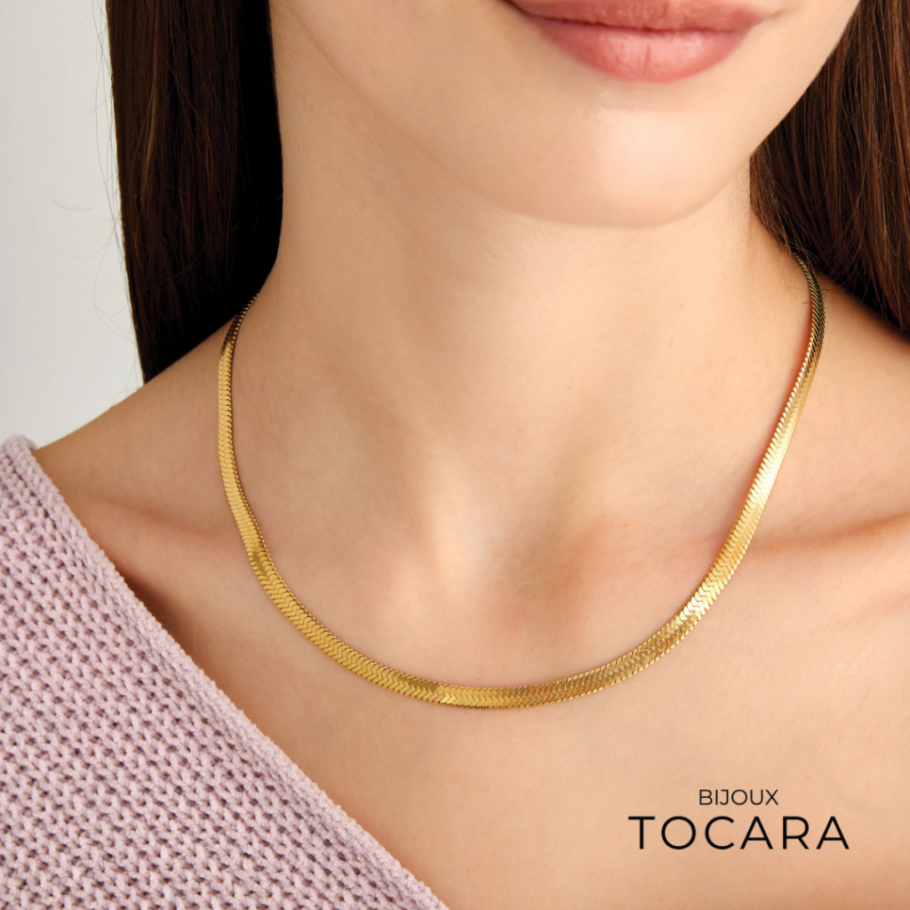 Vida Necklace GP (16"+3" Herringbone Chain Stainless Steel. 14K Gold Finish.) Tocara Jewelry