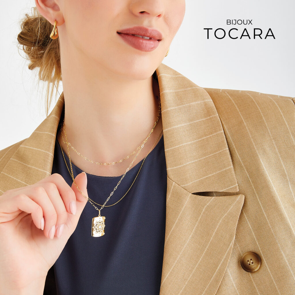 Angelique Necklace (Sterling Silver & DiAmi, 14K Gold Finish Necklace 17" +2") Tocara Jewelry